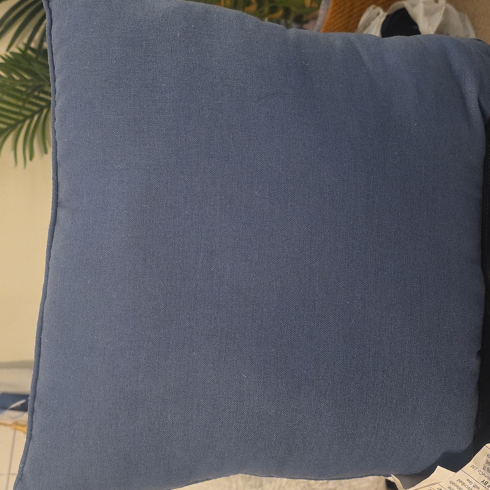 Floral Butterfly Embroidered Pillow in Blue - Picture 2 of 2